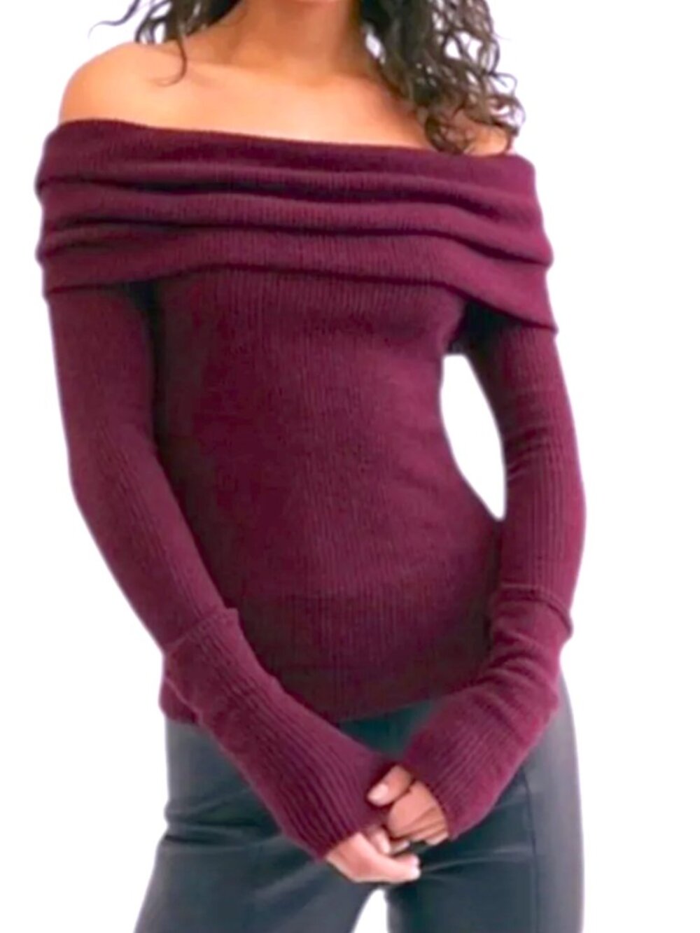 We The Free (Free People) Women's "Snowbunny" Long Sleeve Sweater - Size XL